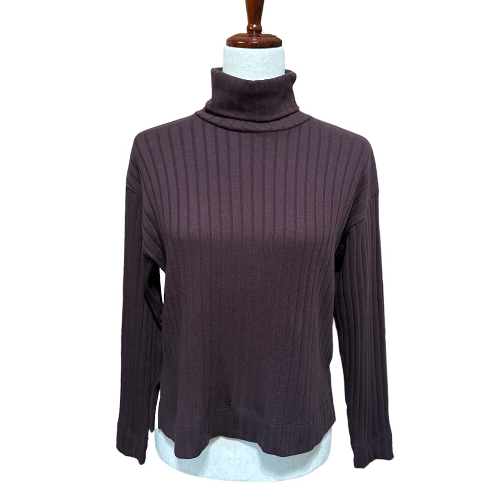 Madewell Relaxed Turtleneck Tee in Chocolate Raisin - XS